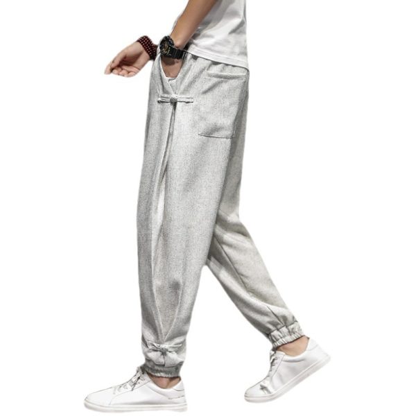 Men's Loose Oversized Frog Button Wide Leg Long Sleeve Slacks - Image 5