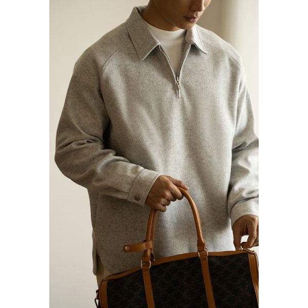 Half Zipper And Lapel Sweater For Men Spring And Autumn New - Image 6
