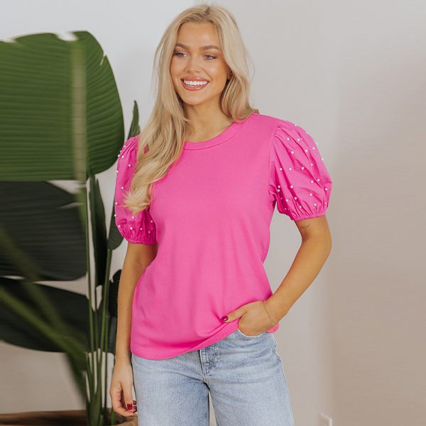 Summer New Solid Color Round Neck Pullover Simple Women - Image 2