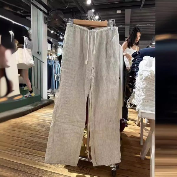 American Vintage Stripe Tied Elastic Waist Sports Pants - Image 7