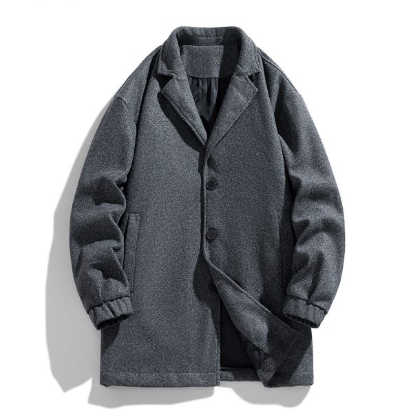 New Men's Casual Loose Mid-length Woolen Trench Coat - Image 7