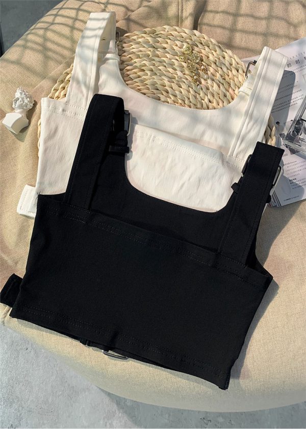 Girl's Black Cropped Overalls Jazz Outerwear Bra Top Vest - Image 4