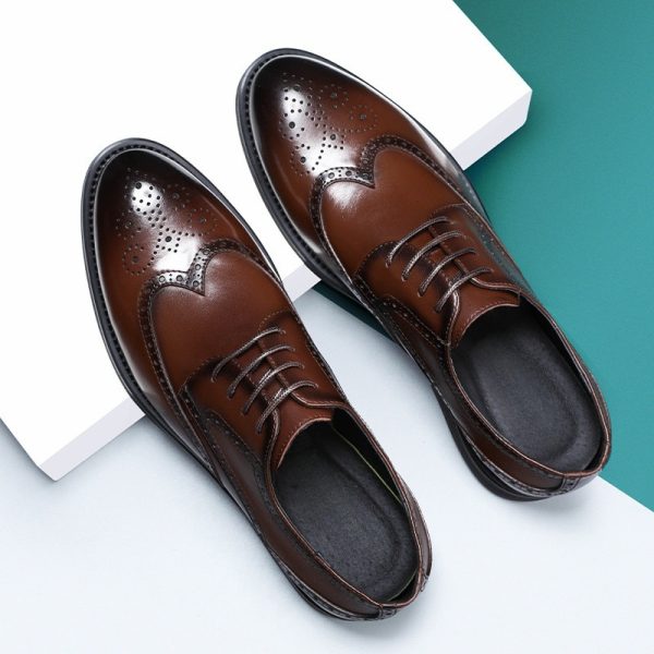 Fashion New Brogue Leather Shoes Men - Image 6