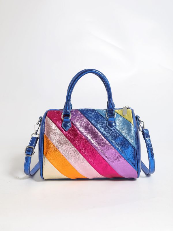 Color Contrast Patchwork Large Capacity Handbag - Image 6