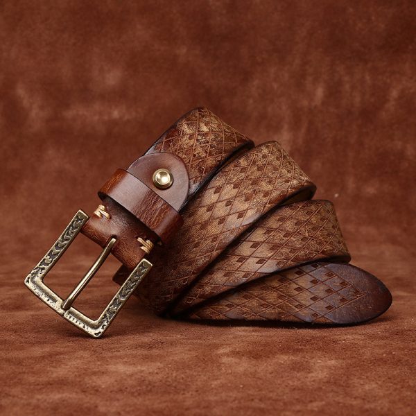 Original Diamond Carved Men's Denim Belt - Image 8