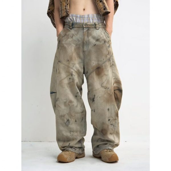 American High Street Retro Washed Tie-dye Worn Jeans - Image 6