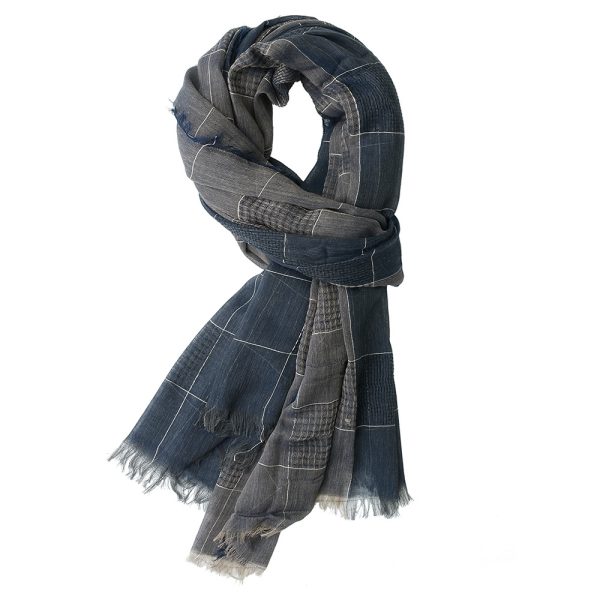Winter Dual-color Patchwork Plaid Tassel Large Size Scarf - Image 6