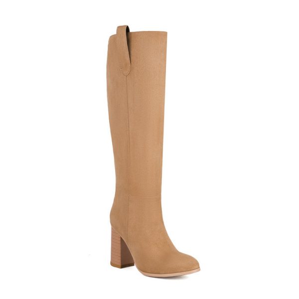Long Boots Female Suede Chunky Heel Round Toe - Image 7