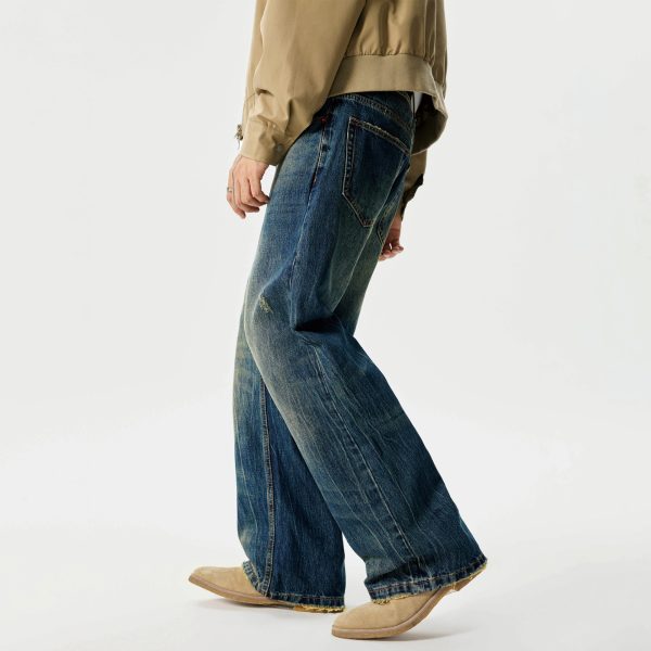 Street Scrape Water Pattern Simple Loose Micro-flared Jeans - Image 2