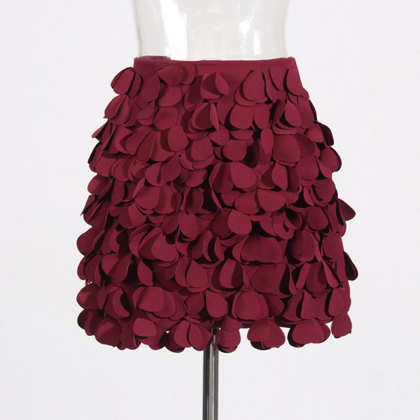 Design Sense Stitching Wafer Decoration Short A- Line Skirt