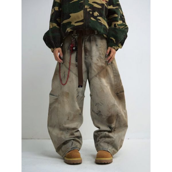 American High Street Retro Washed Tie-dye Worn Jeans - Image 2
