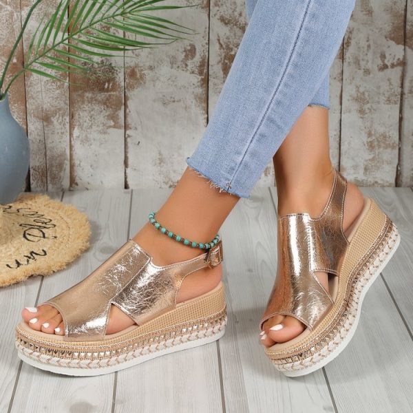 Women's Plus Size Rope Bottom Platform Sandals - Image 6