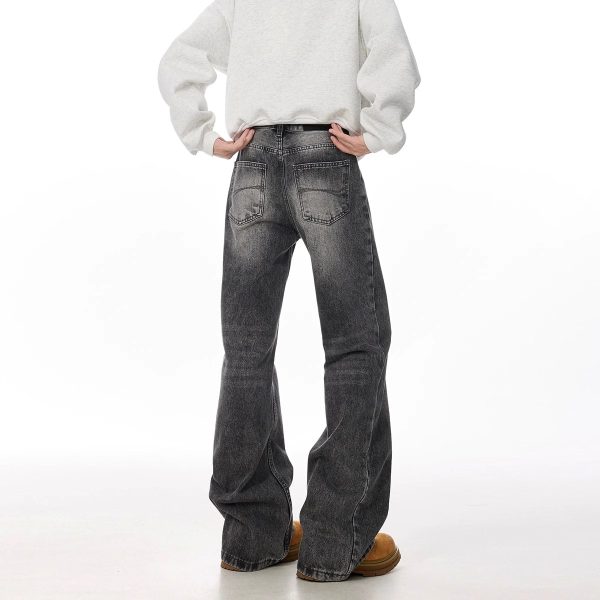 Retro Straight Leisure Washed-out Smoky Gray Jeans - Image 3