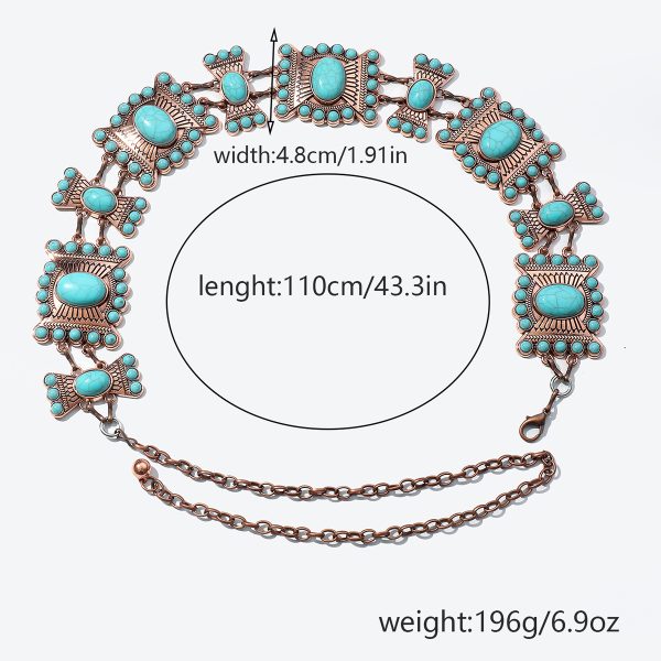 Fashionable Zinc Alloy Simple All-match Carved Turquoise Waist Chain - Image 7
