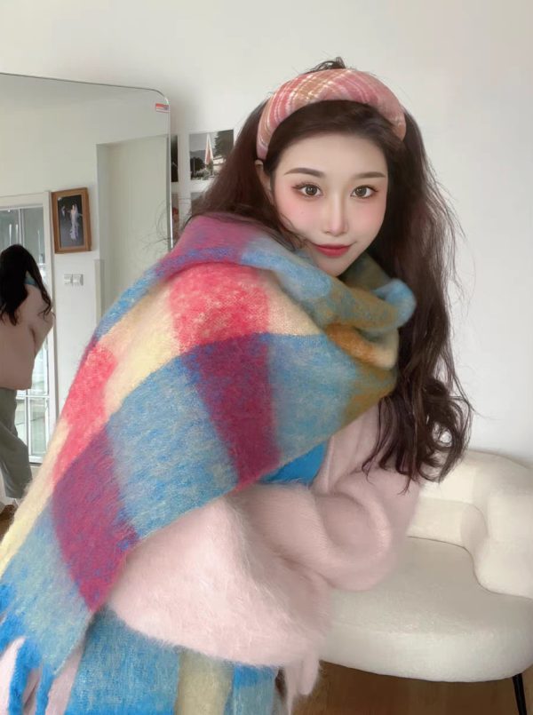 Dopamine Street Product Plaid Scarf Color Thickened - Image 7
