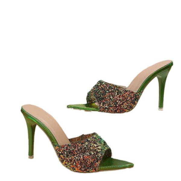 European And American Style Sequin High Heels Sandals - Image 5