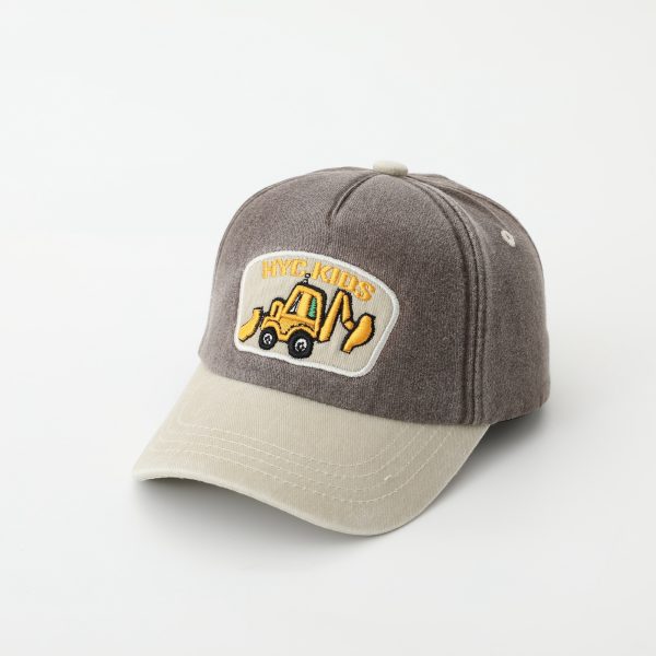 Cartoon Excavator Washed Baseball Cap - Image 10