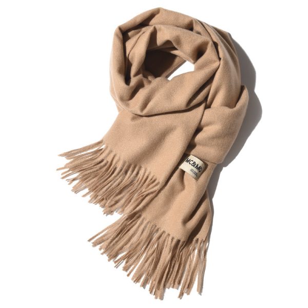 Cashmere Scarf Feel Solid Color Tassel Shawl Long Monochrome - Image 6