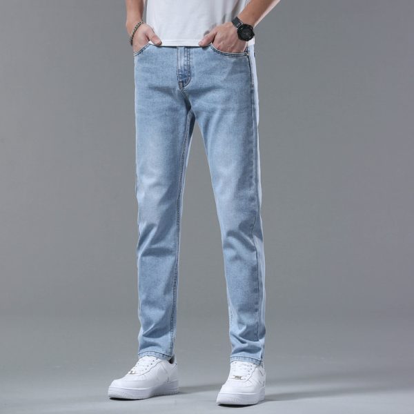 Men's Pants Stretch Slim-fitting Small Straight Trousers - Image 3