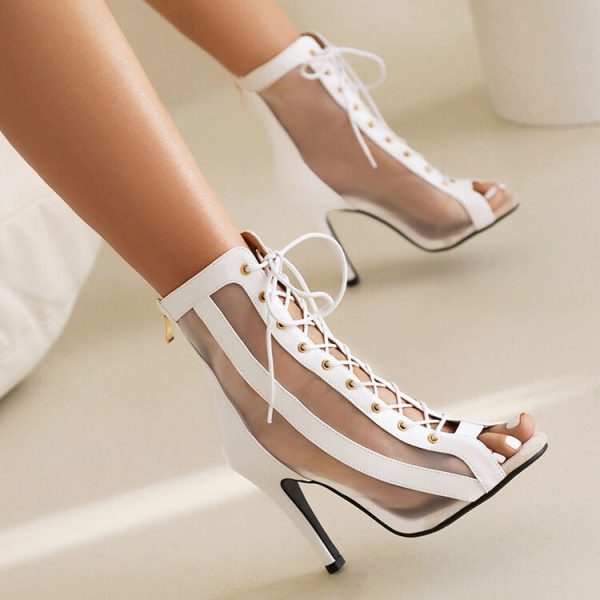 Peep Toe Strap Jazz High Heels - Image 3