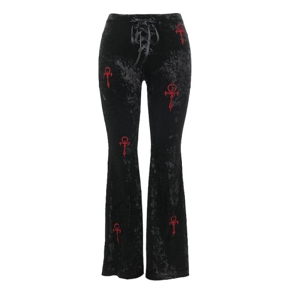 Casual All-matching Slim Fit Embroidered Bell-bottom Pants Women - Image 5
