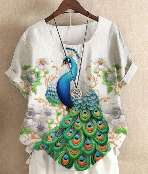 New Short-sleeved T-shirt Flower And Plant Painting 3D Digital Printing Top - Image 3