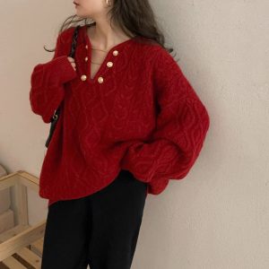 Gentle Elegant Pullover Knitted Top Loose