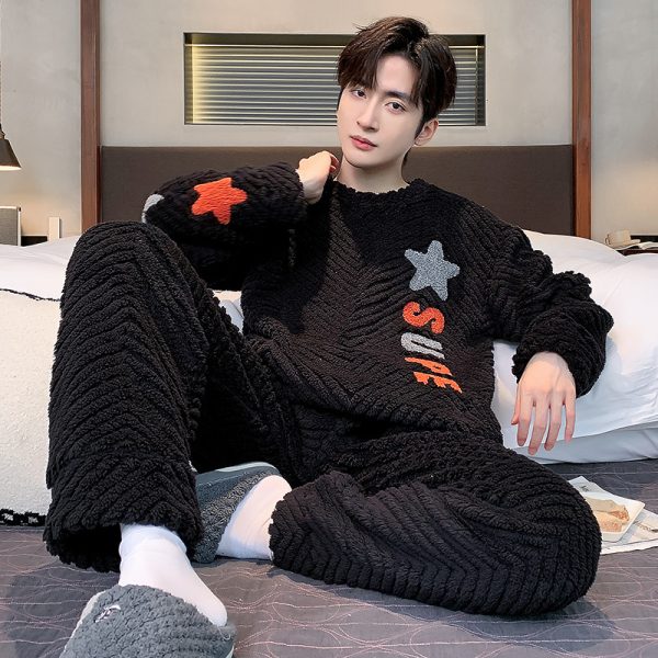 Men's FallWinter Thickened Coral Velvet Pajamas Suit - Image 9