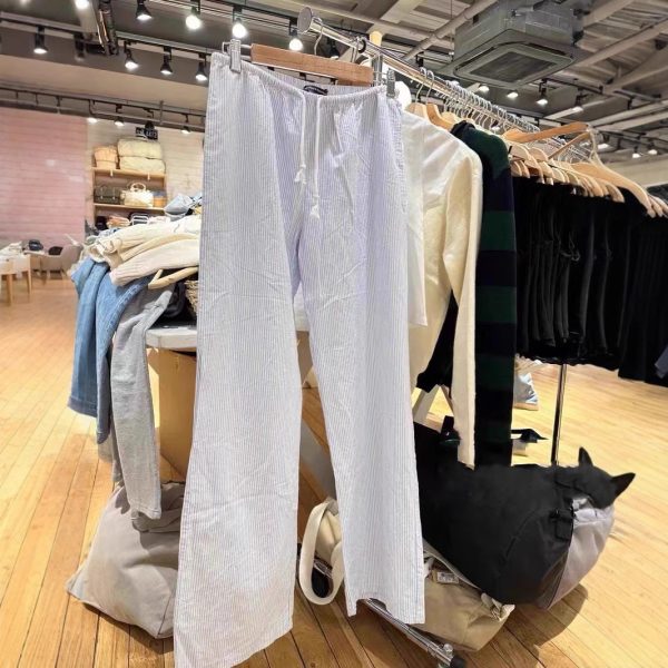 American Vintage Stripe Tied Elastic Waist Sports Pants - Image 3