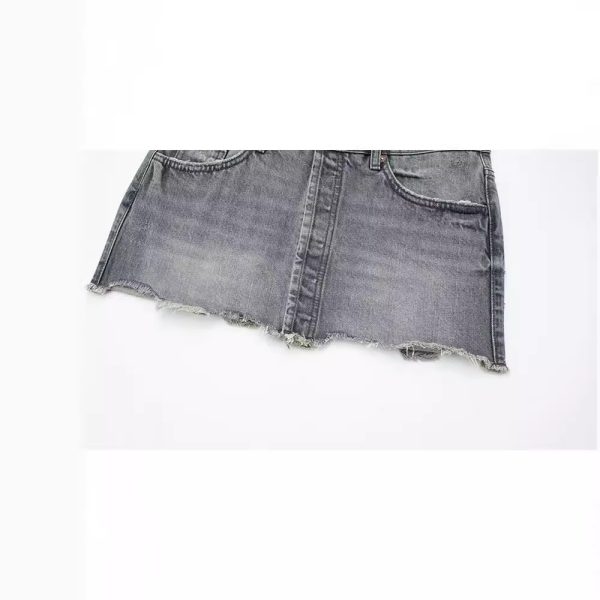 Women's High Waist A- Line Cotton Denim Skirt - Image 4
