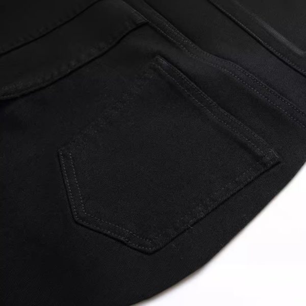 Men's Black Elastic Straight Jeans - Image 5