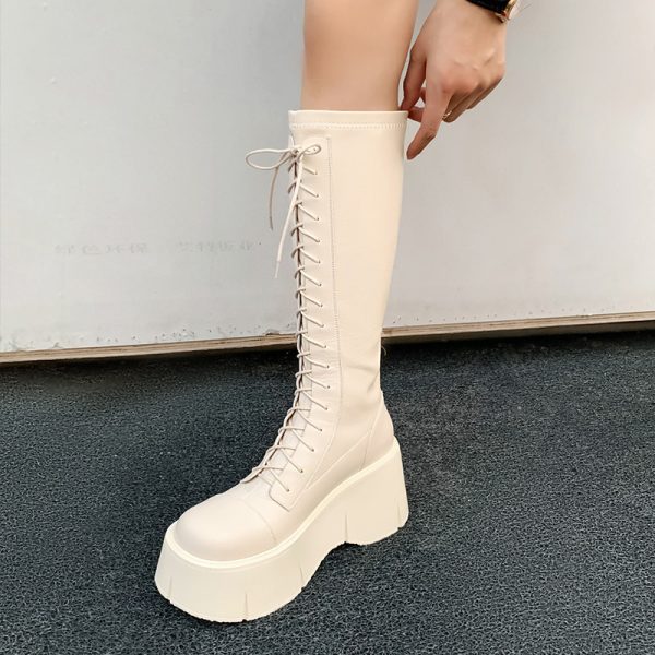 Fashion White Platform Women's High Boots - Image 5