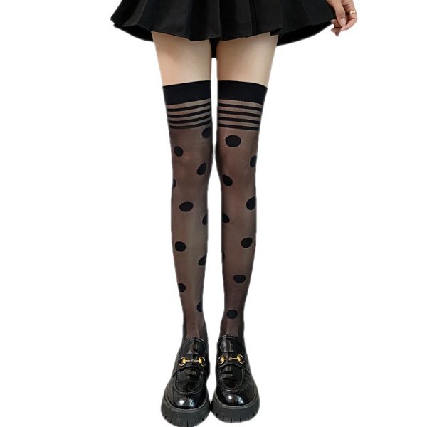Spring And Summer Retro Large Round Point Thin Stockings For Women - Image 5
