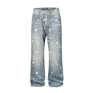 Women's Loose Printed XINGX Stacked Jeans