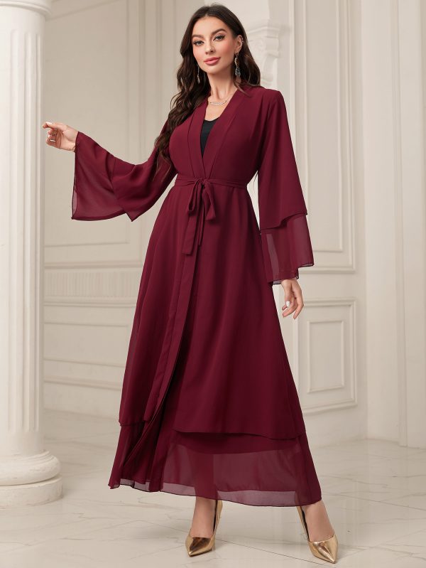 Middle East Solid Color Chiffon Plus Size Women's Gauze Robe - Image 8