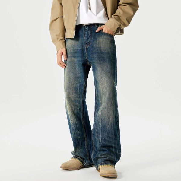 Street Scrape Water Pattern Simple Loose Micro-flared Jeans - Image 3
