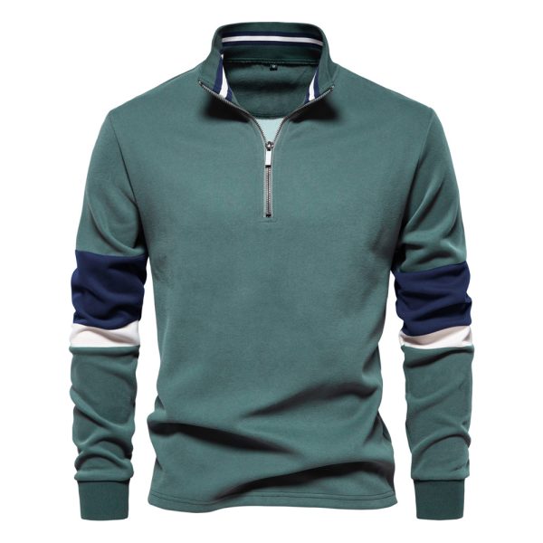 Polo Collar Contrast Color Casual All-matching Hoodie - Image 6