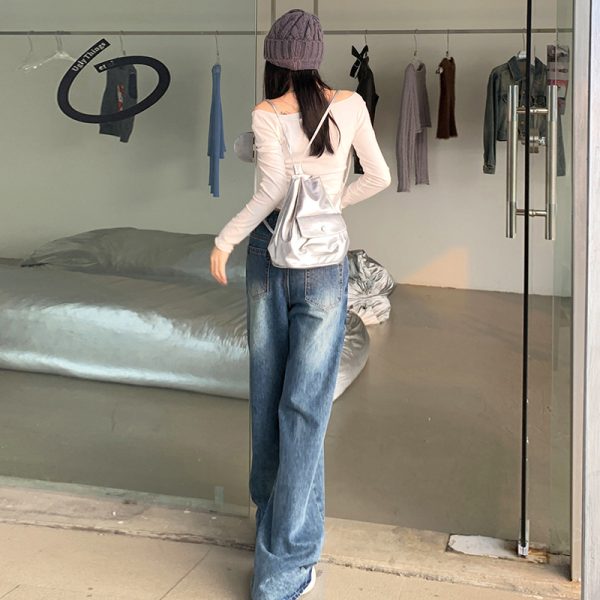 Women's Straight Loose American Retro Wide Leg Jeans - Image 4