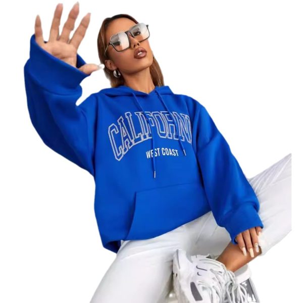Letter Print Casual Hooded Sweater For Women - Image 3