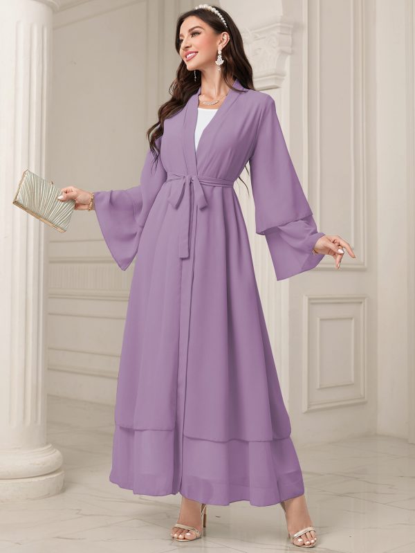 Middle East Solid Color Chiffon Plus Size Women's Gauze Robe - Image 7