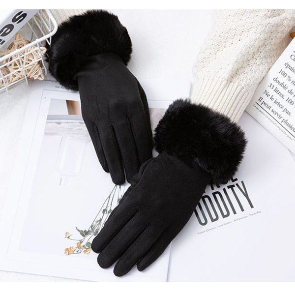 Thermal Touch Screen Fleece-lined Thick Suede Gloves - Image 7