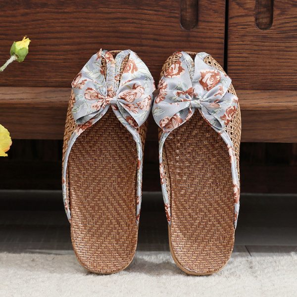 Home Breathable Indoor Rattan Slippers For Women - Image 9