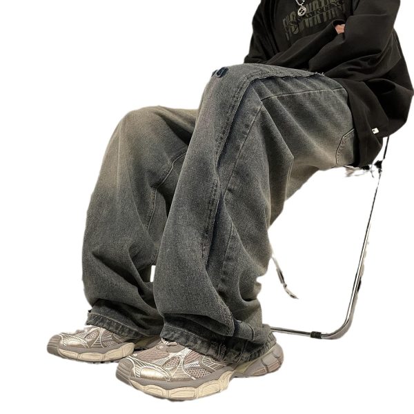 Loose Straight Ruffle Handsome Wide-legged Long Pants For Men - Image 5