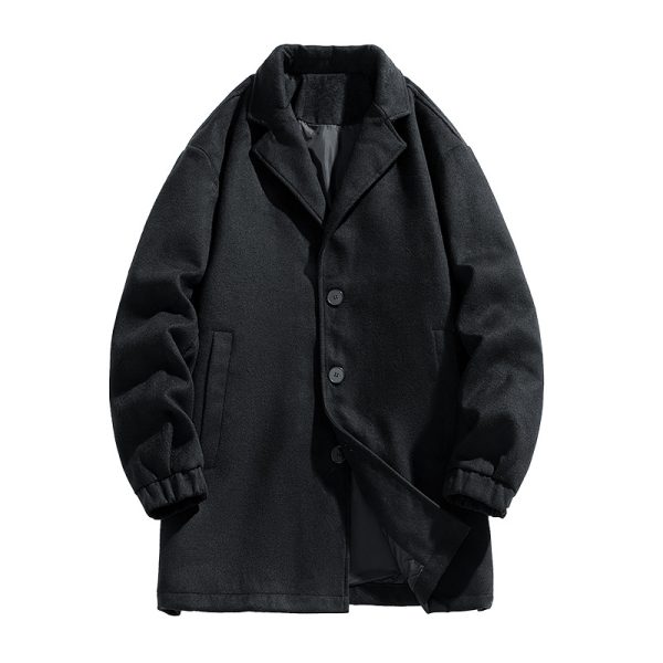 New Men's Casual Loose Mid-length Woolen Trench Coat - Image 5