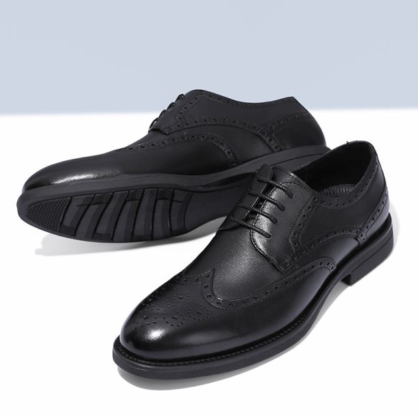 Fashion New Brogue Leather Shoes Men - Image 3