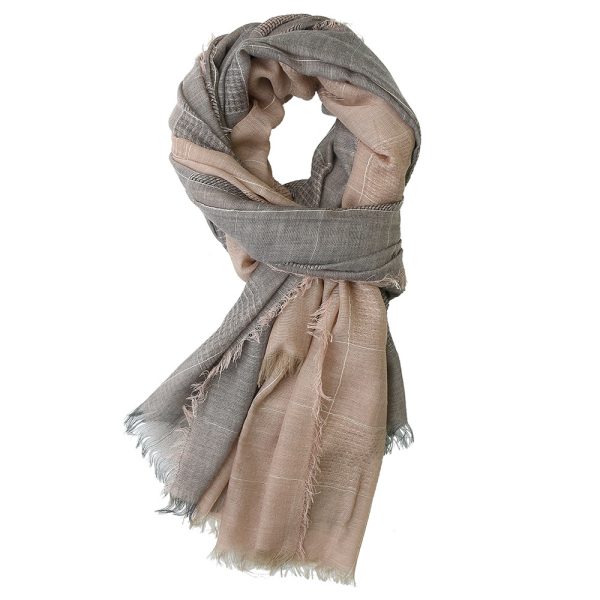 Winter Dual-color Patchwork Plaid Tassel Large Size Scarf - Image 3