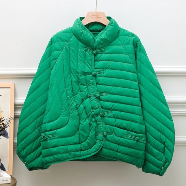 Autumn And Winter Ethnic Style Buckle White Duck Down Coat - Image 3
