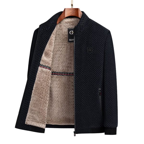 Middle-aged And Elderly Men's Fleece-lined Thickened Chenille Coat - Image 6