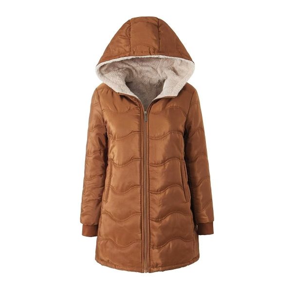 Geometric Wave Hooded Fleece-lined Warm-keeping Cotton Clothing - Image 7