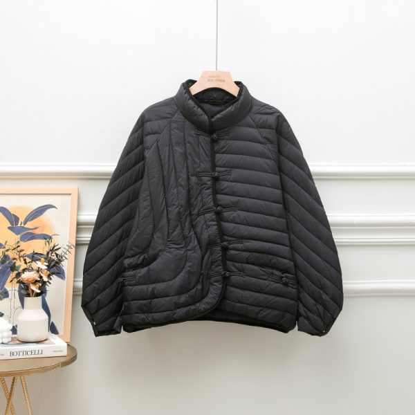 Autumn And Winter Ethnic Style Buckle White Duck Down Coat - Image 6